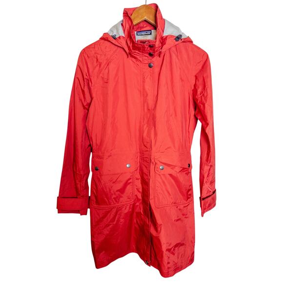 Patagonia Torrentshell Red Hooded Raincoat Trench Jacket Women’s Small - Picture 4 of 12